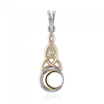 Strengthen the new beginning ~ Sterling Silver Celtic Crescent Moon Triquetra Pendant Jewelry in 14k Gold and Pink accent OTP1358 - Jewelry